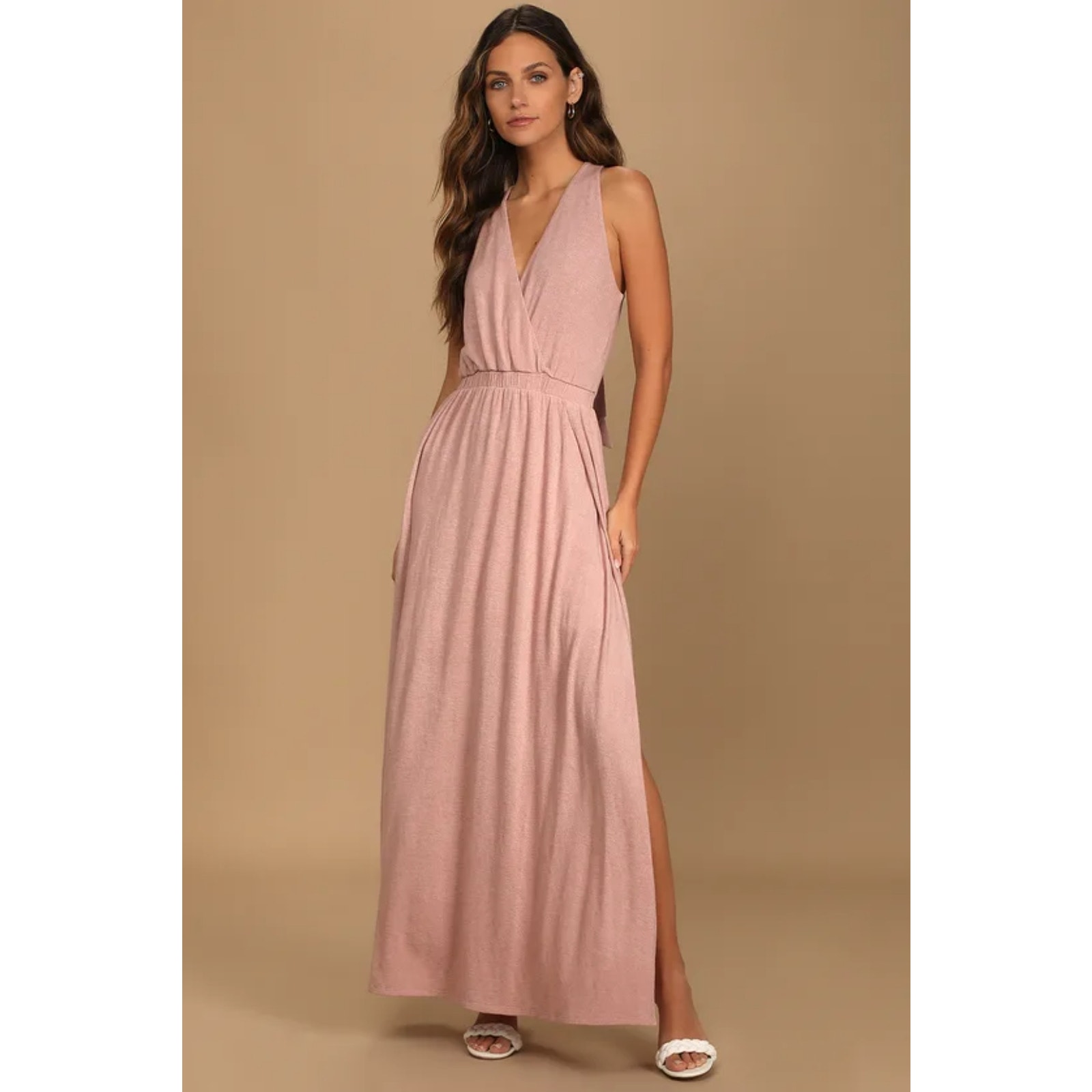 Sunny Day Perfection Dusty Pink Tie-Back Maxi Dress, Size Xl, New With Tags